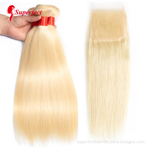 Wholesale Vendors 1B 613 Ombre Honey Blonde Brazilian Virgin Hair Bundles With Frontal Closure